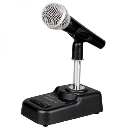 搭配手持麥克風的動圈式桌上型麥克風底座示意圖(產品配套不包含麥克風)